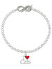 Silver Plated I Love Cats with Red Heart - Custom Engraved Infinity Toggle Bracelet: Personalized Jewelry Gift - Names, Initials, Dates, Bible Verses