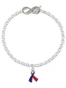 Silver Plated Red & Blue Awareness Ribbon - Custom Engraved Infinity Toggle Bracelet: Personalized Jewelry Gift - Names, Initials, Dates, Bible Verses
