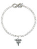 Silver Plated Nurse Caduceus - LPN - Custom Engraved Infinity Toggle Bracelet: Personalized Jewelry Gift - Names, Initials, Dates, Bible Verses
