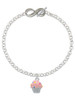 Silver Plated 3-D Pink Cupcake with Sprinkles - Custom Engraved Infinity Toggle Bracelet: Personalized Jewelry Gift - Names, Initials, Dates, Bible Verses
