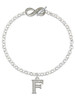 Silver Plated Crystal Initial - F - Custom Engraved Infinity Toggle Bracelet: Personalized Jewelry Gift - Names, Initials, Dates, Bible Verses