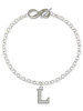 Silver Plated Crystal Initial - L - Custom Engraved Infinity Toggle Bracelet: Personalized Jewelry Gift - Names, Initials, Dates, Bible Verses