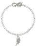 Silver Plated Textured Angel Wing - Custom Engraved Infinity Toggle Bracelet: Personalized Jewelry Gift - Names, Initials, Dates, Bible Verses
