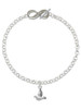 Silver Plated 2-D Small Dove - Custom Engraved Infinity Toggle Bracelet: Personalized Jewelry Gift - Names, Initials, Dates, Bible Verses
