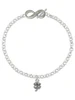 Silver Plated Mini Four Leaf Clover - Custom Engraved Infinity Toggle Bracelet: Personalized Jewelry Gift - Names, Initials, Dates, Bible Verses