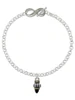 Two-tone Drop with Black Crystal - Custom Engraved Infinity Toggle Bracelet: Personalized Jewelry Gift - Names, Initials, Dates, Bible Verses