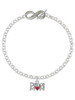Silver Plated Dance Mom with Red Heart - Custom Engraved Infinity Toggle Bracelet: Personalized Jewelry Gift - Names, Initials, Dates, Bible Verses