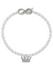 Silver Plated Crown with Crystals and Textured Bottom - Custom Engraved Infinity Toggle Bracelet: Personalized Jewelry Gift - Names, Initials, Dates, Bible Verses