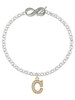 Gold-tone Crystal Initial - C - Custom Engraved Infinity Toggle Bracelet: Personalized Jewelry Gift - Names, Initials, Dates, Bible Verses