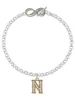 Gold-tone Crystal Initial - N - Custom Engraved Infinity Toggle Bracelet: Personalized Jewelry Gift - Names, Initials, Dates, Bible Verses