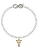 Gold-tone Crystal Initial - Y - Custom Engraved Infinity Toggle Bracelet: Personalized Jewelry Gift - Names, Initials, Dates, Bible Verses