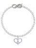 Silver Plated Heart Peace Sign - Custom Engraved Infinity Toggle Bracelet: Personalized Jewelry Gift - Names, Initials, Dates, Bible Verses
