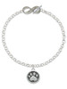 Silver Plated Paw in Circle - Custom Engraved Infinity Toggle Bracelet: Personalized Jewelry Gift - Names, Initials, Dates, Bible Verses