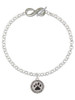 Silver Plated Black Paw in Rope Border - Custom Engraved Infinity Toggle Bracelet: Personalized Jewelry Gift - Names, Initials, Dates, Bible Verses