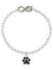 Silver Plated Medium Black Paw - Custom Engraved Infinity Toggle Bracelet: Personalized Jewelry Gift - Names, Initials, Dates, Bible Verses