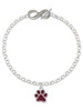 Silver Plated Medium Translucent Maroon Paw - Custom Engraved Infinity Toggle Bracelet: Personalized Jewelry Gift - Names, Initials, Dates, Bible Verses