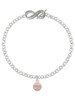 Silver Plated Mini Pink Softball or Baseball - Custom Engraved Infinity Toggle Bracelet: Personalized Jewelry Gift - Names, Initials, Dates, Bible Verses