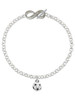 Silver Plated Mini Enamel Soccer ball - Custom Engraved Infinity Toggle Bracelet: Personalized Jewelry Gift - Names, Initials, Dates, Bible Verses