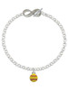 Silver Plated Mini Yellow Softball - Custom Engraved Infinity Toggle Bracelet: Personalized Jewelry Gift - Names, Initials, Dates, Bible Verses