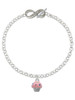 Silver Plated Small Pink Cupcake with Crystal Sprinkles - Custom Engraved Infinity Toggle Bracelet: Personalized Jewelry Gift - Names, Initials, Dates, Bible Verses