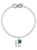 Silver Plated Love with Green Paw - Custom Engraved Infinity Toggle Bracelet: Personalized Jewelry Gift - Names, Initials, Dates, Bible Verses