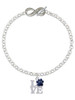 Silver Plated Love with Navy Blue Paw - Custom Engraved Infinity Toggle Bracelet: Personalized Jewelry Gift - Names, Initials, Dates, Bible Verses