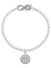Silver Plated Disc with Crystal Peace Sign - Custom Engraved Infinity Toggle Bracelet: Personalized Jewelry Gift - Names, Initials, Dates, Bible Verses