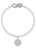 Silver Plated Disc with Crystal Heart - Custom Engraved Infinity Toggle Bracelet: Personalized Jewelry Gift - Names, Initials, Dates, Bible Verses