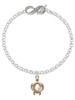 Gold-tone Open Sea Turtle with White Plumeria - Custom Engraved Infinity Toggle Bracelet: Personalized Jewelry Gift - Names, Initials, Dates, Bible Verses