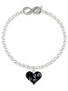 Black Enamel Heart with Paw Prints - Custom Engraved Infinity Toggle Bracelet: Personalized Jewelry Gift - Names, Initials, Dates, Bible Verses