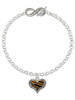 Two-tone Enamel Tiger Print Heart - Custom Engraved Infinity Toggle Bracelet: Personalized Jewelry Gift - Names, Initials, Dates, Bible Verses