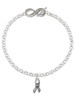 Silver Plated Ribbon with Softball - Custom Engraved Infinity Toggle Bracelet: Personalized Jewelry Gift - Names, Initials, Dates, Bible Verses
