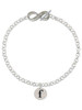 Silver Plated Disc Initial - f - Custom Engraved Infinity Toggle Bracelet: Personalized Jewelry Gift - Names, Initials, Dates, Bible Verses