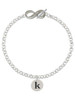 Silver Plated Disc Initial - k - Custom Engraved Infinity Toggle Bracelet: Personalized Jewelry Gift - Names, Initials, Dates, Bible Verses