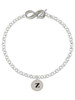 Silver Plated Disc Initial - z - Custom Engraved Infinity Toggle Bracelet: Personalized Jewelry Gift - Names, Initials, Dates, Bible Verses
