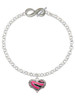 Silver Plated Hot Pink Tiger Print Heart - Custom Engraved Infinity Toggle Bracelet: Personalized Jewelry Gift - Names, Initials, Dates, Bible Verses