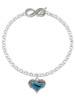 Silver Plated Hot Blue Tiger Print Heart - Custom Engraved Infinity Toggle Bracelet: Personalized Jewelry Gift - Names, Initials, Dates, Bible Verses