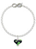 Silver Plated Lime Green Large Cheetah Print Heart - Custom Engraved Infinity Toggle Bracelet: Personalized Jewelry Gift - Names, Initials, Dates, Bible Verses