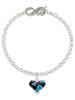 Silver Plated Hot Blue Large Cheetah Print Heart - Custom Engraved Infinity Toggle Bracelet: Personalized Jewelry Gift - Names, Initials, Dates, Bible Verses