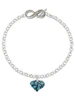 Silver Plated Hot Blue Cheetah Print Heart - Custom Engraved Infinity Toggle Bracelet: Personalized Jewelry Gift - Names, Initials, Dates, Bible Verses
