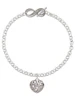 Silver Plated Medium Open Filigree Heart - Custom Engraved Infinity Toggle Bracelet: Personalized Jewelry Gift - Names, Initials, Dates, Bible Verses