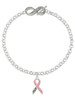 Pink Ribbon ''Help'' - Custom Engraved Infinity Toggle Bracelet: Personalized Jewelry Gift - Names, Initials, Dates, Bible Verses