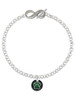 Silver Plated Green Paw on Black Disc - Custom Engraved Infinity Toggle Bracelet: Personalized Jewelry Gift - Names, Initials, Dates, Bible Verses