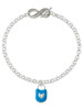 Hot Blue Enamel Lock with Clear Crystals - Custom Engraved Infinity Toggle Bracelet: Personalized Jewelry Gift - Names, Initials, Dates, Bible Verses