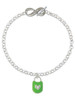 Lime Green Enamel Lock with Clear Crystals - Custom Engraved Infinity Toggle Bracelet: Personalized Jewelry Gift - Names, Initials, Dates, Bible Verses