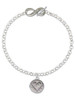 Silver Plated Heart Outline - Round Seal - Custom Engraved Infinity Toggle Bracelet: Personalized Jewelry Gift - Names, Initials, Dates, Bible Verses