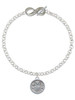 Silver Plated Owl - Round Seal - Custom Engraved Infinity Toggle Bracelet: Personalized Jewelry Gift - Names, Initials, Dates, Bible Verses