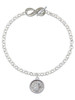 Silver Plated Music Note - Round Seal - Custom Engraved Infinity Toggle Bracelet: Personalized Jewelry Gift - Names, Initials, Dates, Bible Verses