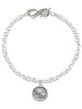 Silver Plated Sitting Cat - Round Seal - Custom Engraved Infinity Toggle Bracelet: Personalized Jewelry Gift - Names, Initials, Dates, Bible Verses