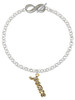 Gold-tone Crystal Script ''Peace'' - Custom Engraved Infinity Toggle Bracelet: Personalized Jewelry Gift - Names, Initials, Dates, Bible Verses